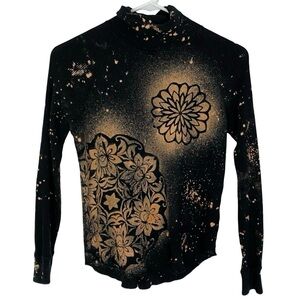 Everlane Thermal Shirt Top Womens Size XXS Floral Stencil Upcycled Handmade